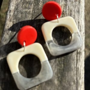 Round Square Grey Earrings for sale