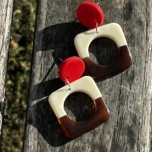 Buy Round square earrings in brown